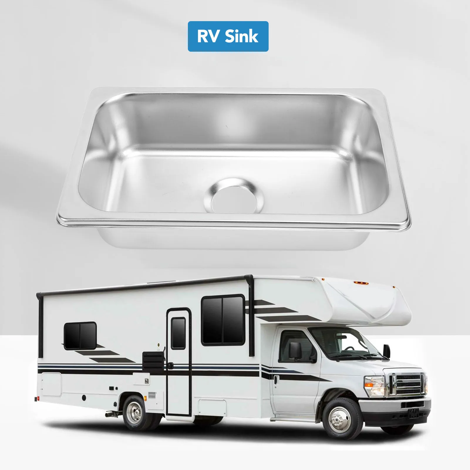 RV 304 Stainless Steel Sink RV Hand Wash Basin Smooth Easy To Clean RV Kitchen Sink Wash Basin Rust Resistant for Boat Yachts