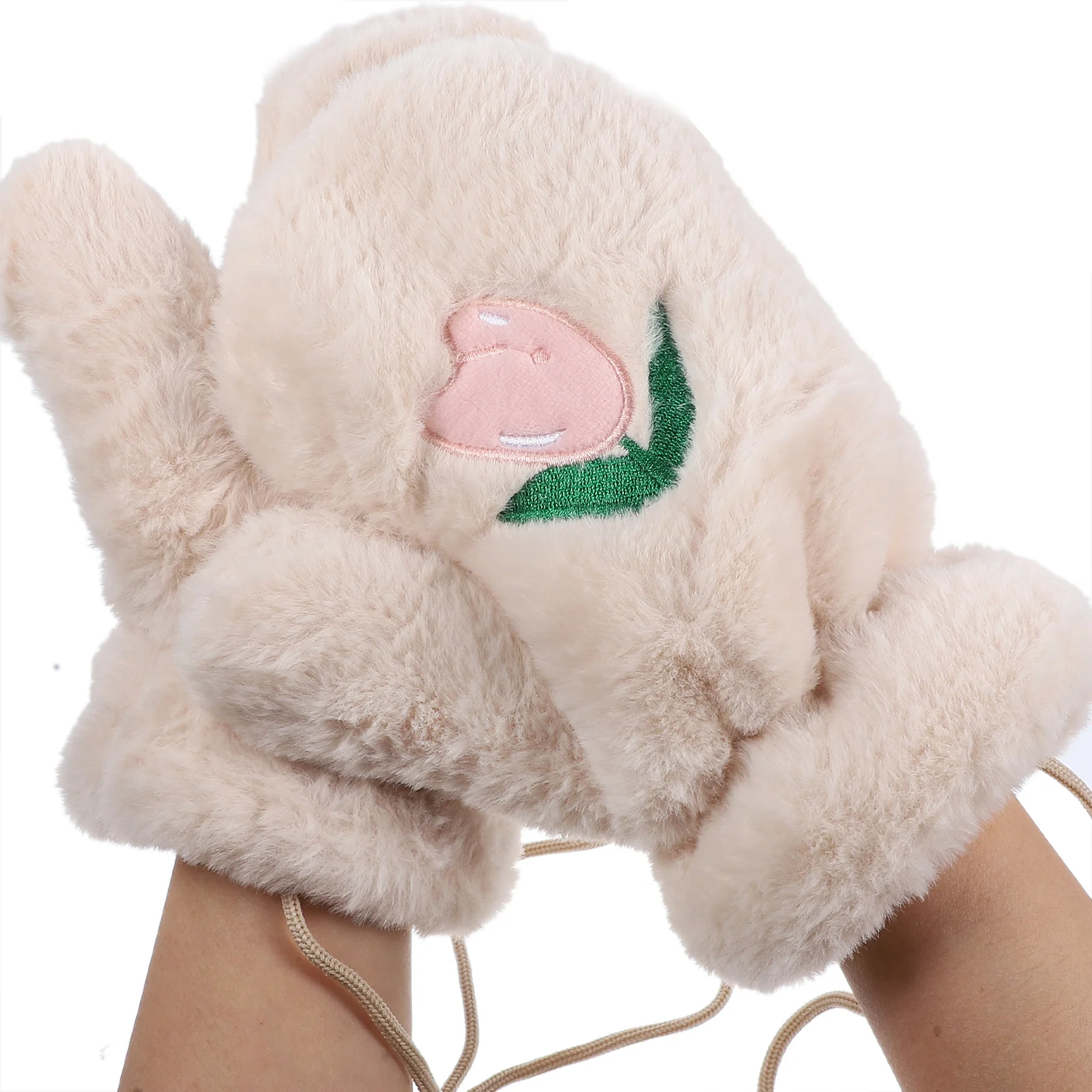

1 Pair Gloves Women'S Soft Outdoor Mittens Cute Gloves For Women Cold Weather Tulip Pattern Cold Weather Gift Idea For Girls