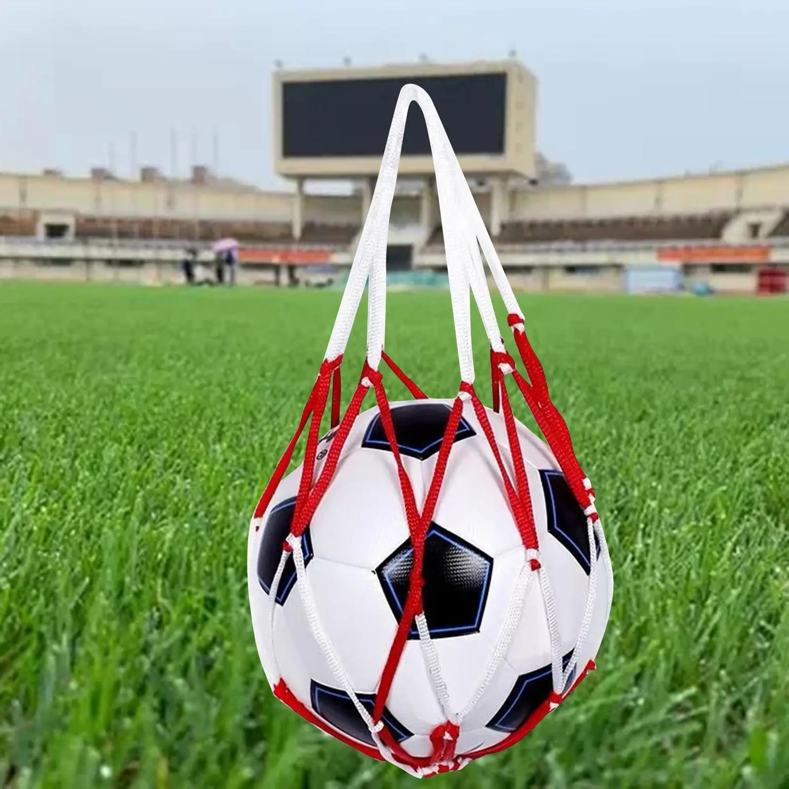 Durable Nylon Mesh Ball Bag Single Holder Drawstring Ball Case for Outdoor Soccer Rugby Beach Volleyball and Sports Accessories