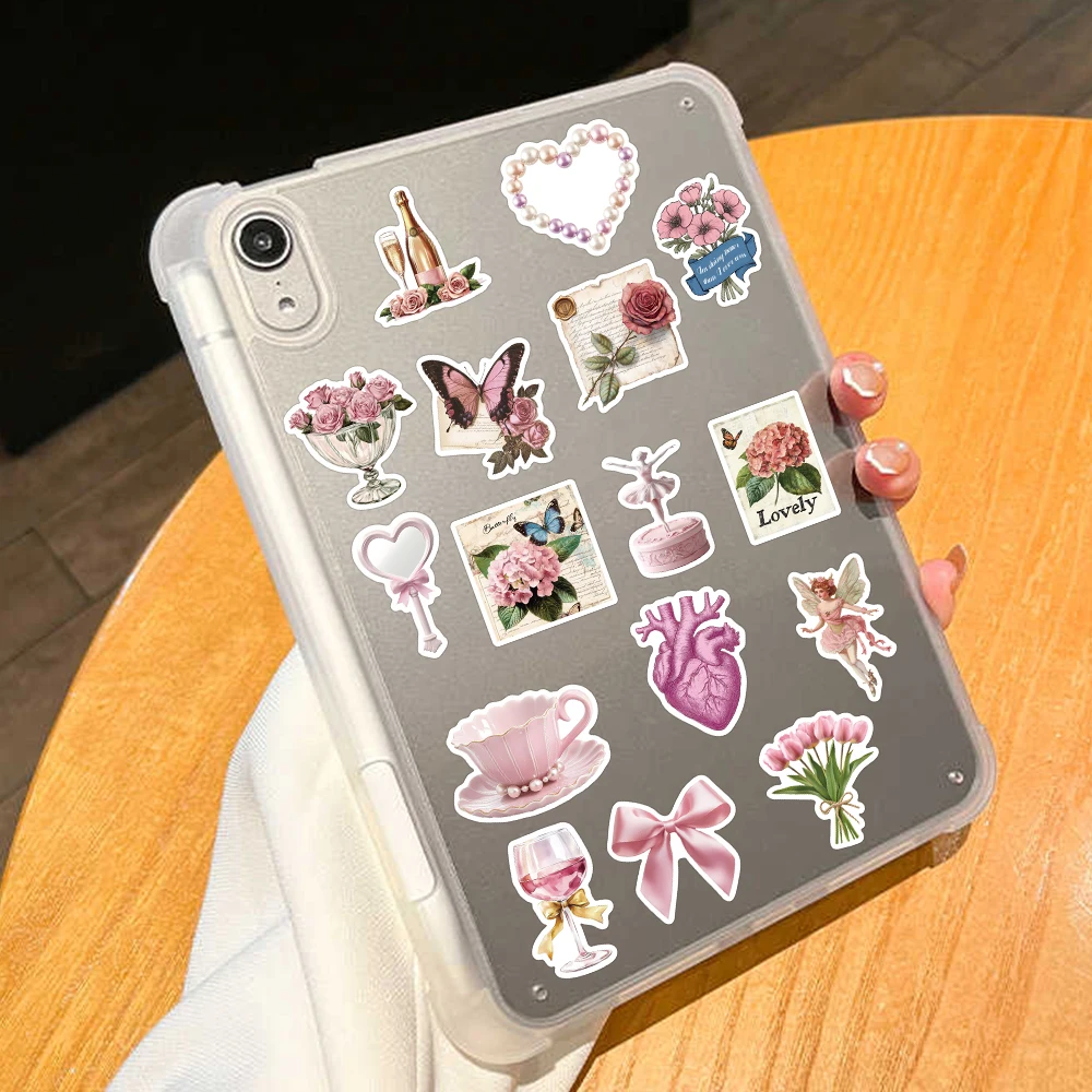 50 قطعة من ملصقات الدب الجمالية الوردية للهاتف المحمول والكمبيوتر المحمول ولوح التزلج والجيتار DIY ملصقات كرتونية مقاومة للماء