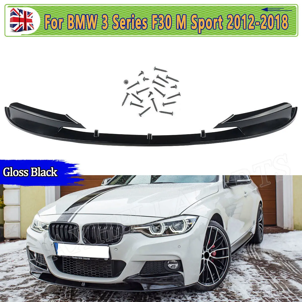 

FOR BMW F30 F31 Front Bumpers 3 SERIES 316d 330d 340i M STYLE 2012-2018 FRONT LIP SPOILER SPLITTER GLOSS BLACK Car Accessories