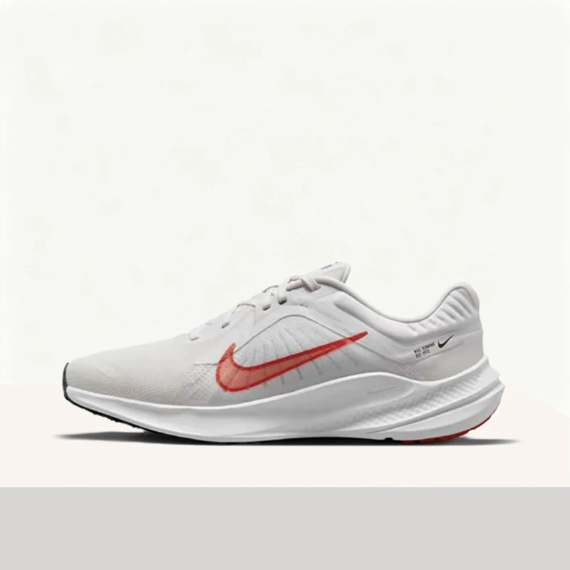 Nike Quest 5 Men's Low-Top Casual Running Shoes - Red/White Comfortable, Durable, Breathable Support DD0204-007