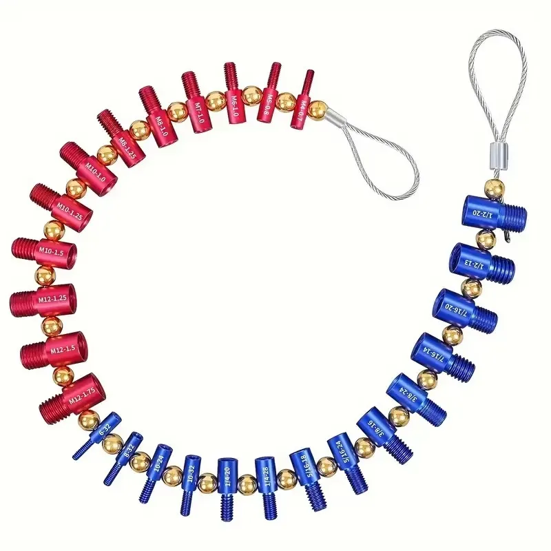 26PCS Nut and Bolt Thread Checker Detachable Nut and Bolt Size Gauge Thread Gauge Suitable for Detecting Fixed Bolts or Threaded