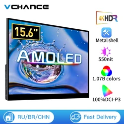 VCHANCE 4K OLED 터치 스크린 휴대용 모니터 USB-C, HDMI 호환 외부 게이밍 디스플레이, 노트북 Xbox Switch PS5 용, 15.6 인치