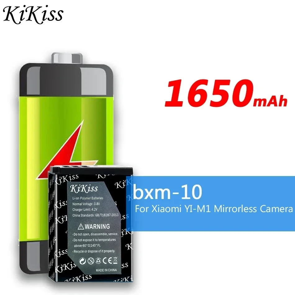 1650mAh KiKiss Powerful Battery bxm-10 For Xiaomi YI-M1 Mirrorless Camera