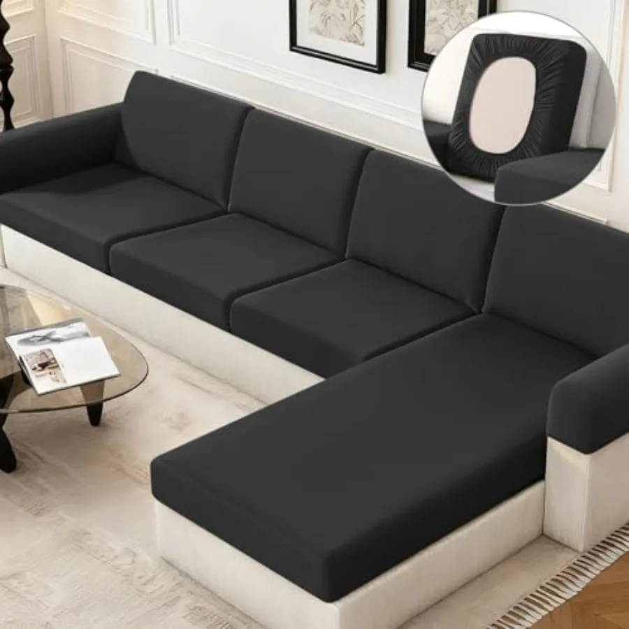 

Sectional Couch Covers Stretch Couch Cushion Covers for L Shaped Couch Cover, Sofa Cushion Covers Washable 4 Pieces Sectional C