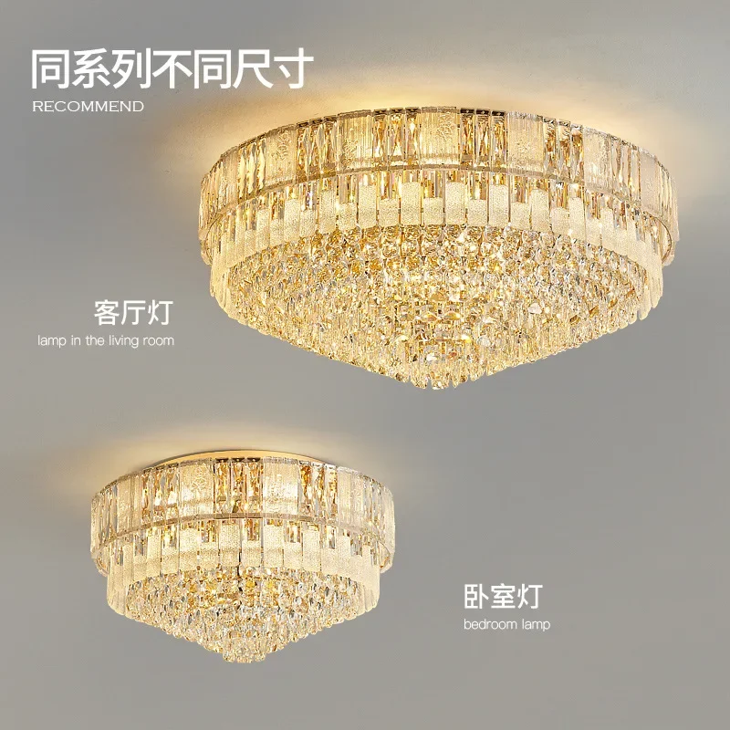 Luxury Crystal Silver LED Ceiling Lights for Dining Room Modern Home Decor New Ceiling Lamp Round Taper Remote Lighting Lustres