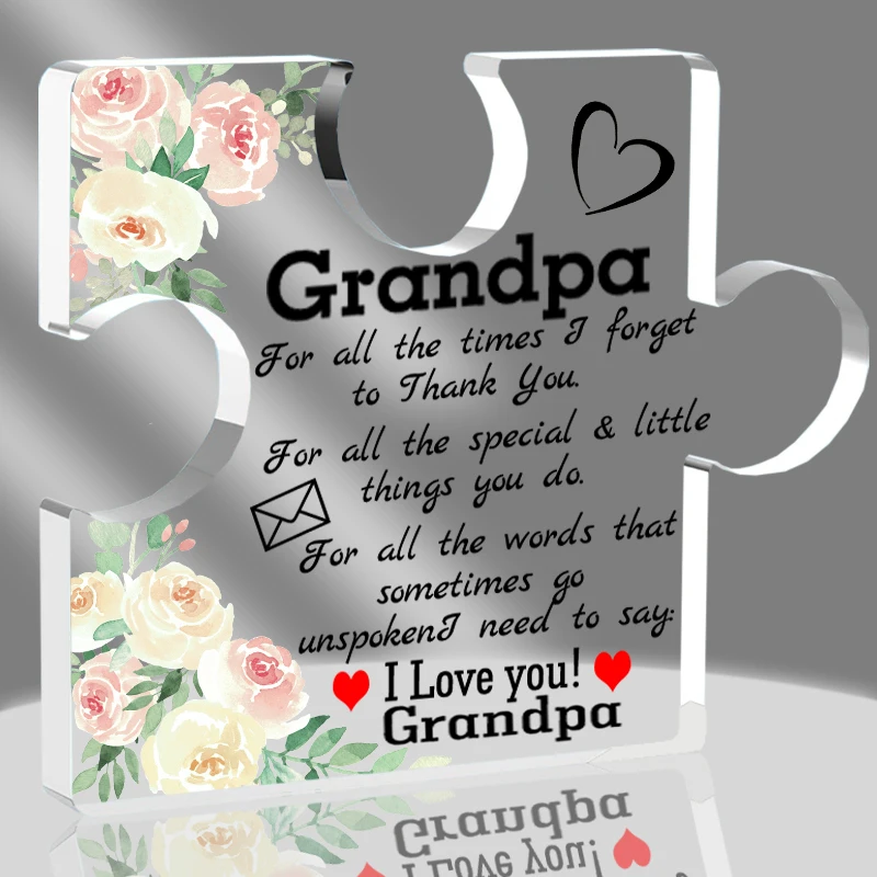 Grandpa Acrylic Puzzle Sign, Puzzle Piece Decor, Gifts For Grandpa from Grandkids, Acrylic Table Decor