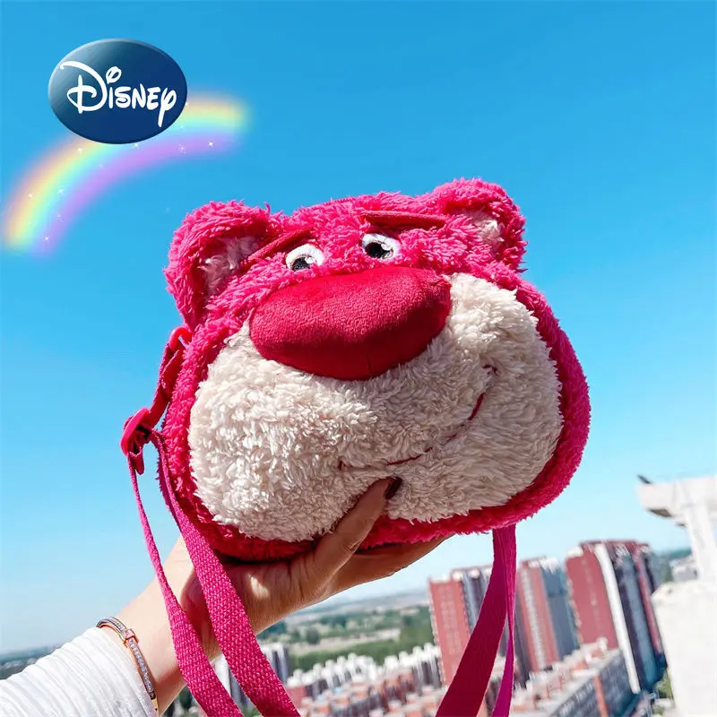 

Новая плюшевая сумка через плечо Disney с медведем-клубникой, модная плюшевая женская сумка с косым рисунком для куклы, роскошный брендовый Детский кошелек для монет