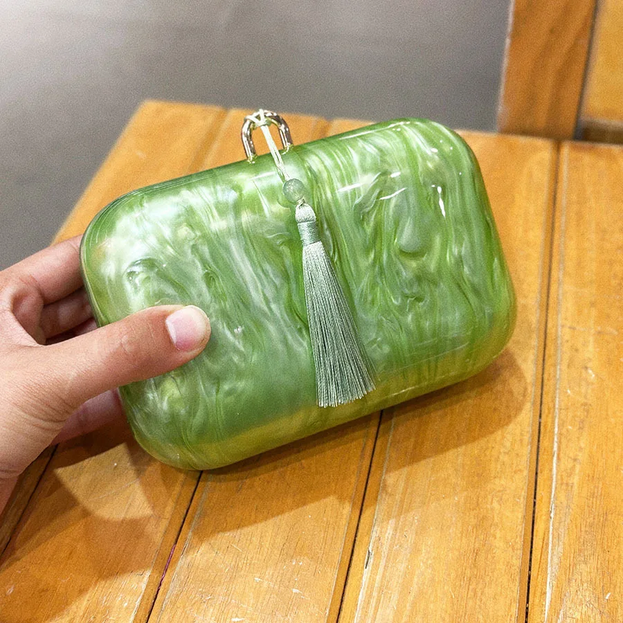 

Акриловая сумка-клатч в стиле чонсам с бахромой, сумка-мессенджер