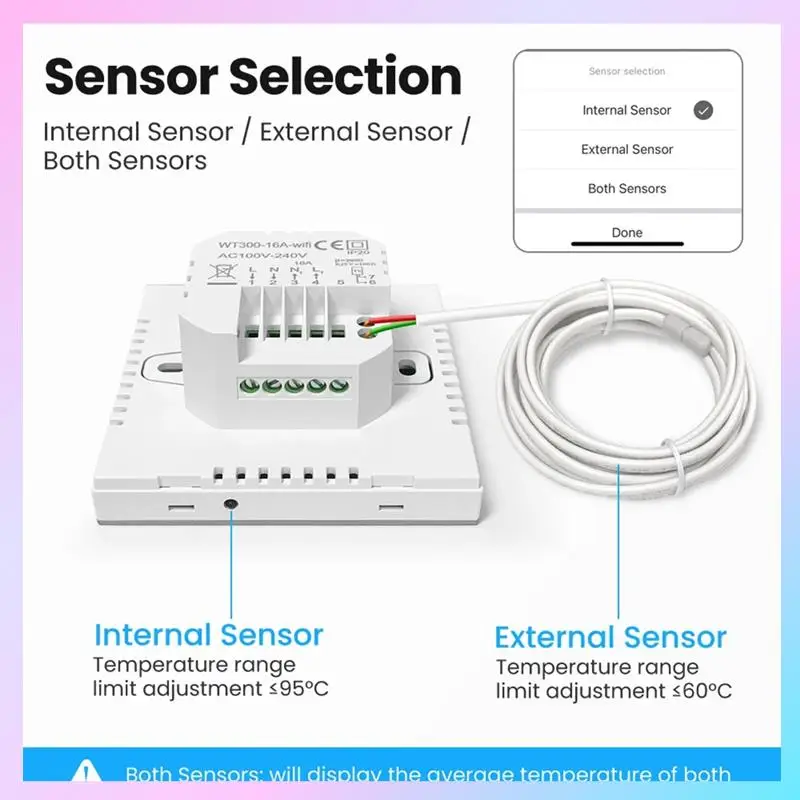 

AB25-Tuya Wi-Fi умный термостат регулятор температуры электрического отопления для Google Home Alexa Durable (A)