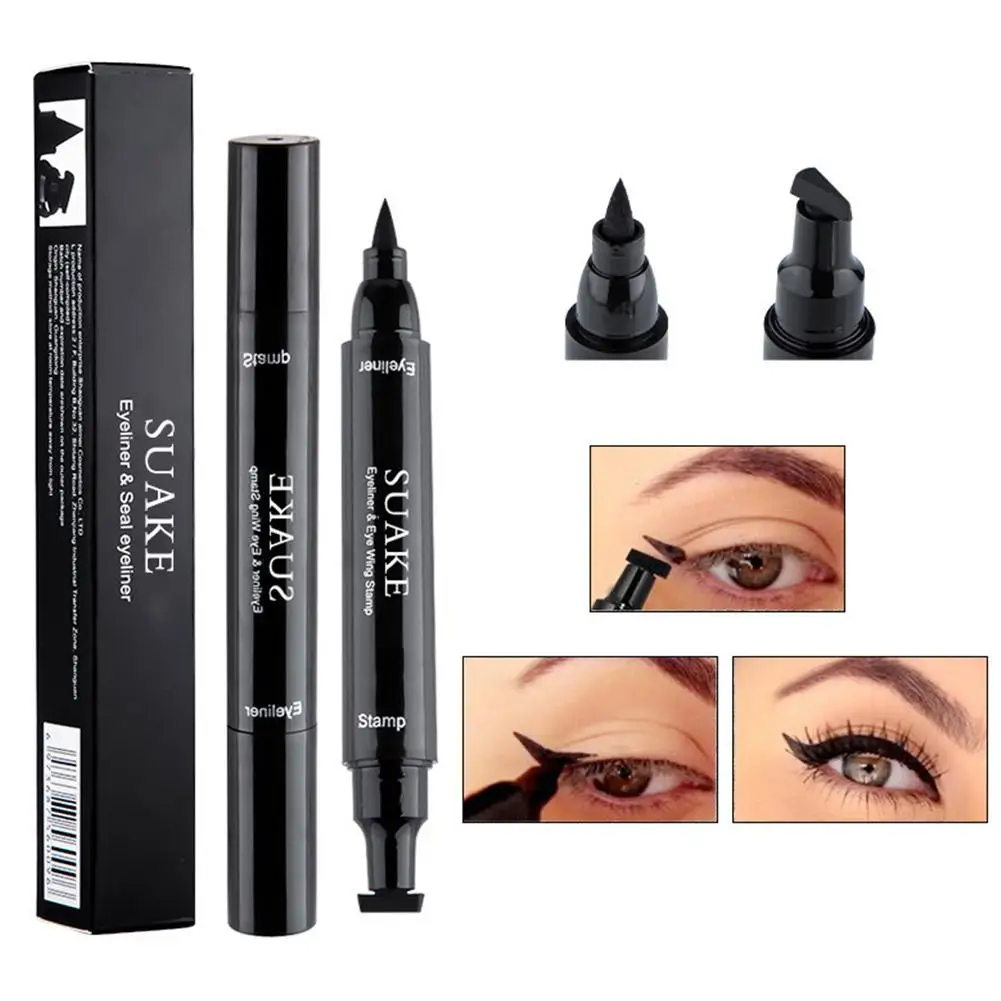 Black Eyeliner Double-ended Quick-drying Triangle Star Liquid Lasting Eyeliner Liner Pen Seal Waterproof Eye Pencil Non-smu M3M7