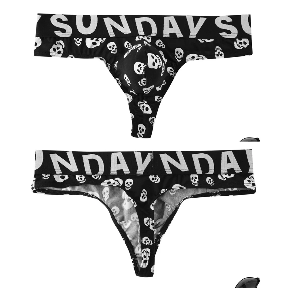 Lingerie Party Skull Thongs Comfortable Men's Bulge Pouch Underwear Bulge Pouch Elastic Waistband Fashion Underwear