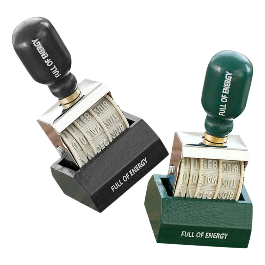 2 шт. портативный металлический валик с датой, деревянная ручка, прочная железная деревянная конструкция, прозрачные результаты для печати для Diy