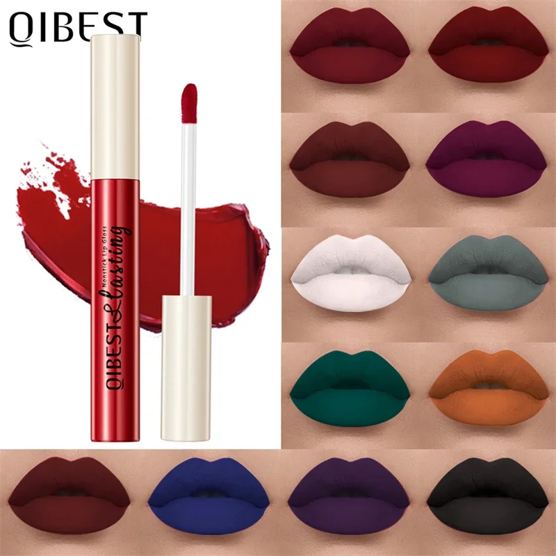 24 Colors Matte Lipstick Woman Lip Makeup Velvet Lipgloss Long Lasting Lip Tint Waterproof Non-stick Cup Lip Gloss Cosmetics