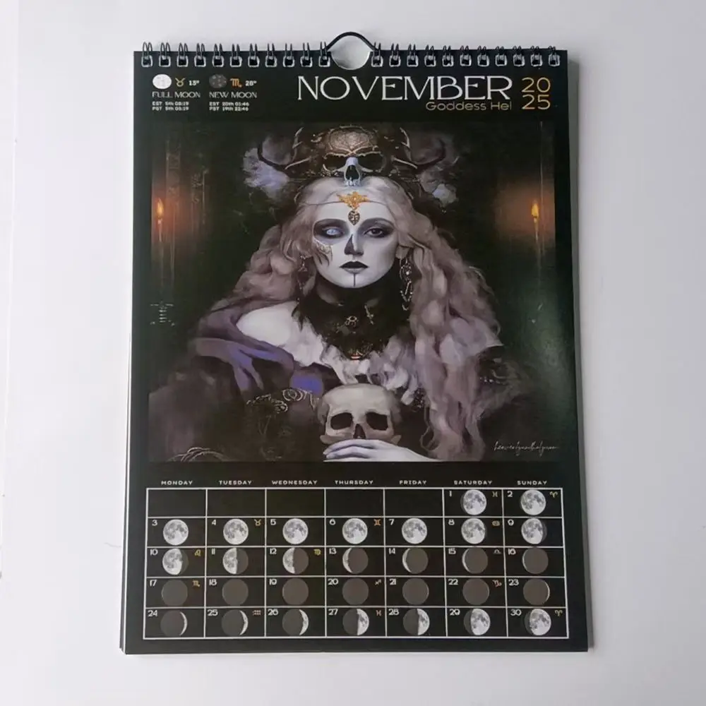 2025 Dark Goddess Worrior Goddess Lunar Calendar Daily Weekly Monthly Planner Creative Wall Calendar Funny Desktop Calendar Gift