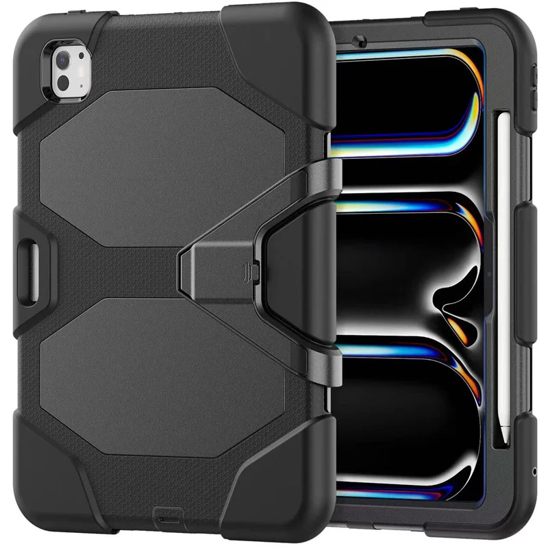 For IPad Mini 7 Air 6 5 4 10.9 Pro 11 inch M4 2024 Tablet Case Heavy Duty Rugged Stand Shockproof Silicon PC Hybrid Cover Funda