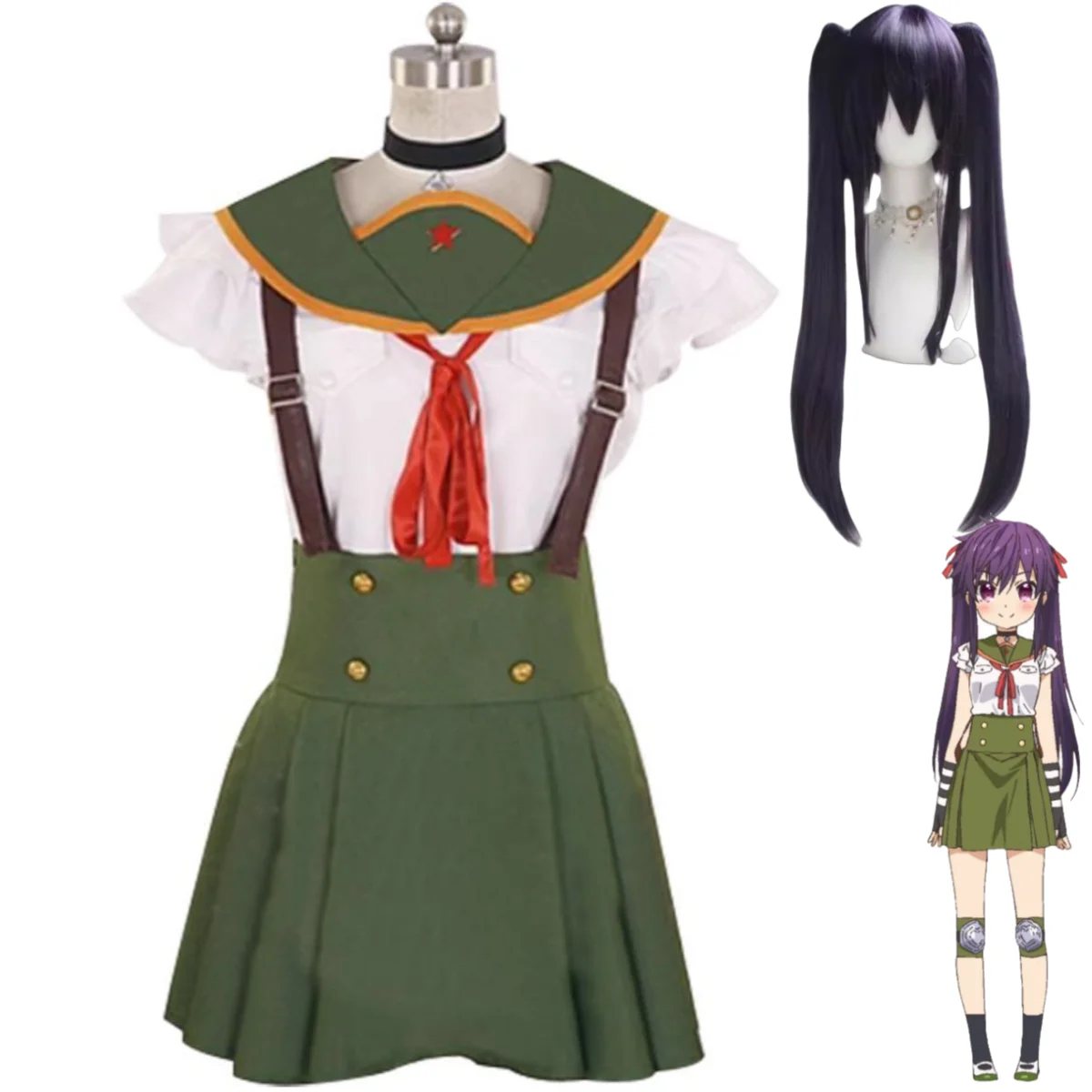

Аниме Школа-Жива! Ebisuzawa Kurumi Косплей Костюм Японский JK Школьная форма Платье на бретельках Рубашка Парик Женский Kawaii Костюм Кампуса