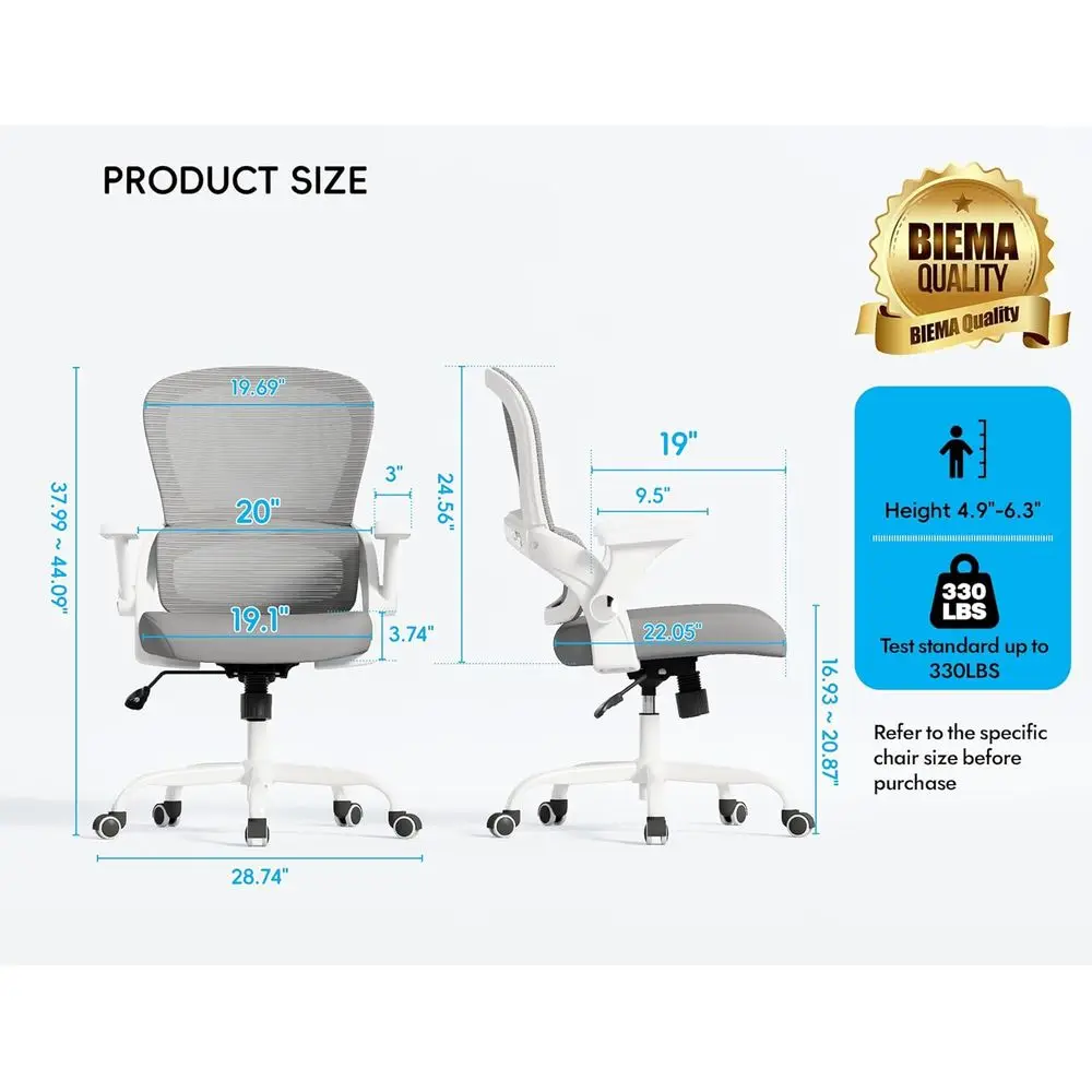 Silla de escritorio ergonómica con respaldo alto para el hogar y la oficina, cómodo asiento para computadora, asiento ancho para grandes y altos, capacidad de 330 libras (gris)