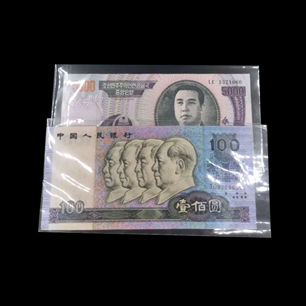 Paper Case Holder Plastic 100PC Money Currency Collection w/Box Clear Banknote Storage Album Useful New Latest