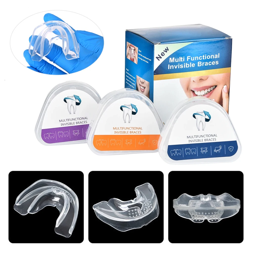 

3-ступенчатый корректор зубов, стоматологические ортодонтические брекеты, силиконовый тренажер для выравнивания, фиксатор бруксизма, каппа, детский выпрямитель
