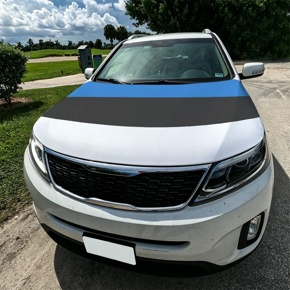 3.8x5.3ft Estonia Car Hood Cover Flag Swiss Confederation Car Bonnet Banner Elastic Fabrics Windproof Patriotic Automotive