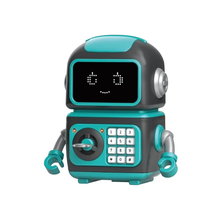 Robot Piggy Bank Auto Paper Money Scroll Bank Robot Bank with Key & Password Electronic Money Box  Kids Financial Education Toys