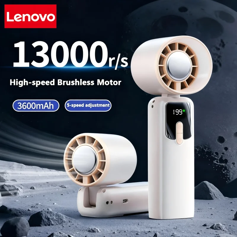 Lenovo 3-in-1 Fan 199-Speed 3600mAh Rechargeable Lithium Battery USB Charging Travel Mini Fan For Travel Outdoor Activities
