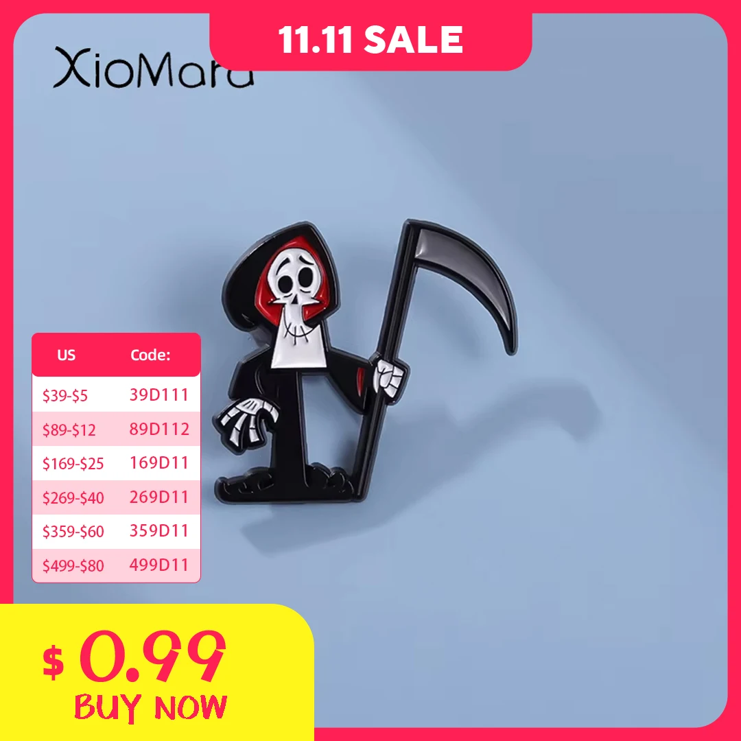 Broche en Émail de Dessin Animé Grim Reaper, Danemark ges Décoratifs en Métal, Cadeau de Bijoux d\'Halloween, Vente en Gros