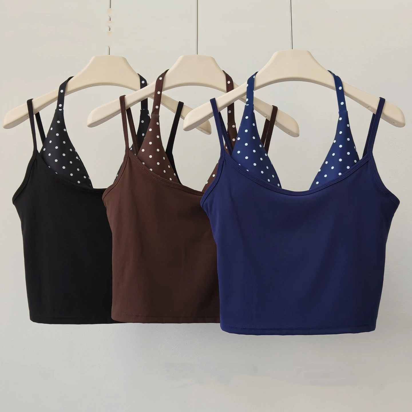 Yoga-Top für Damen, Neckholder, Fake-Two-Piece, Push-up, stoßdämpfend, Trainingsunterwäsche, Pilates, Laufen, Fitnessbekleidung, BH-Oberteil – Detail 1