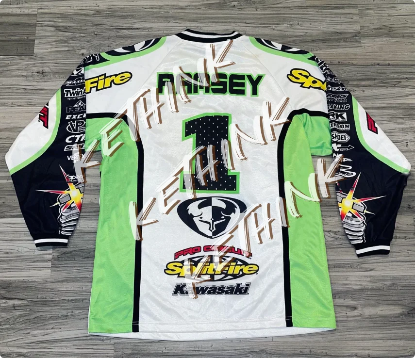 Camiseta de motocicleta Kawasaki de secado rápido, camiseta de montar transpirable de manga larga Ramsey Y2K Dirt Bike y Racing de montaña, equipo diario