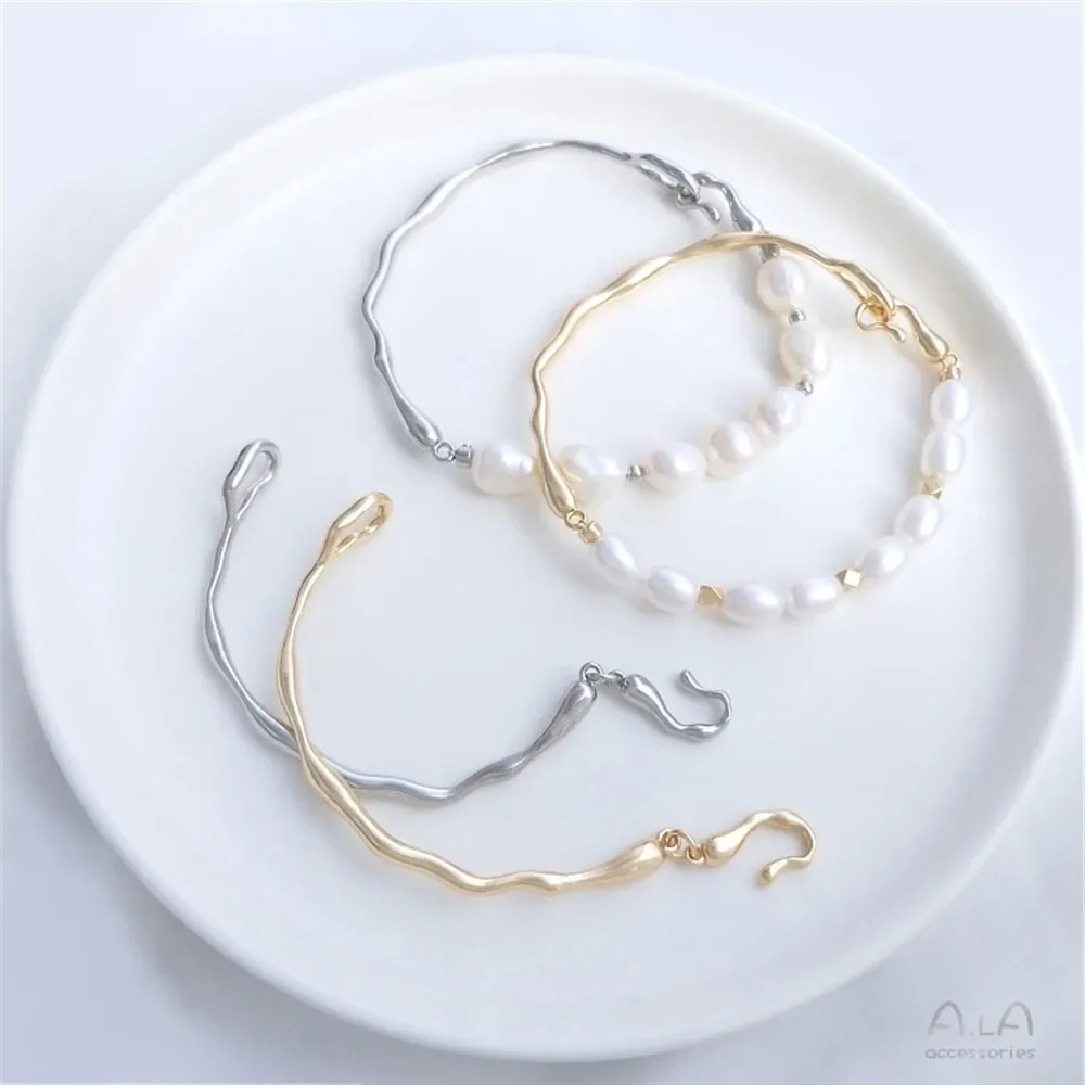 

14K gold clad irregular branch bracelet white gold lava bracelet diy handmade string pearl bracelet accessories