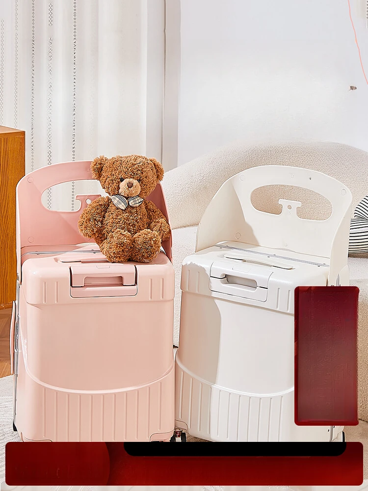 กระเป๋าเดินทางเด็กนั่งและขี่กระเป๋าเดินทาง พนักพิงแข็งแรง กระเป๋ารถเข็นพ่อแม่ลูกได้