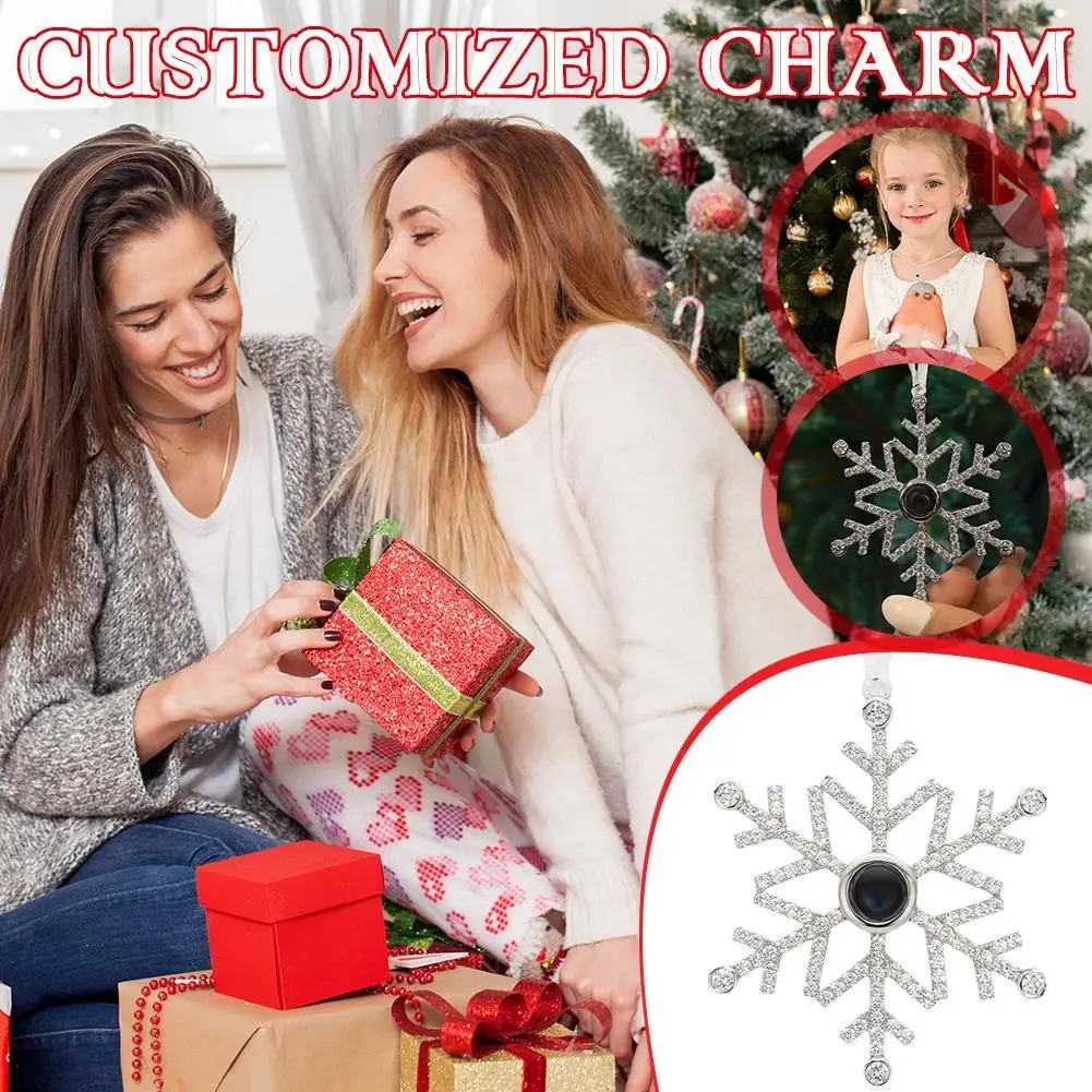 63*52mm Personalized Snowflake Custom Photo Ornament Custom Picture Pendant Keychain Pure Snowflakes Love Memorial Accessories