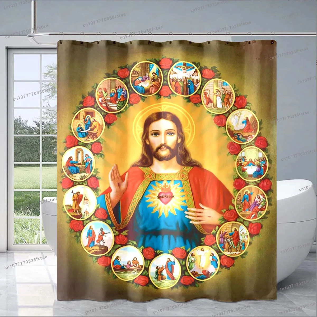 Jesus Pattern Shower Curtain Christianity Prayer Shower Curtain Adult Kid's Bathroom Decoration Shower Curtain Exquisite Gift