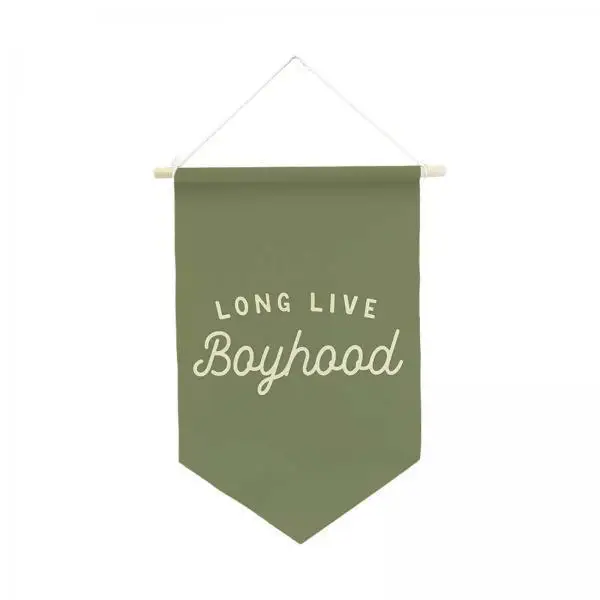 Wall Hanging Banner Polyester Wood Triangle Flag Boys Room Decoration Pennant for Nursery Playroom
