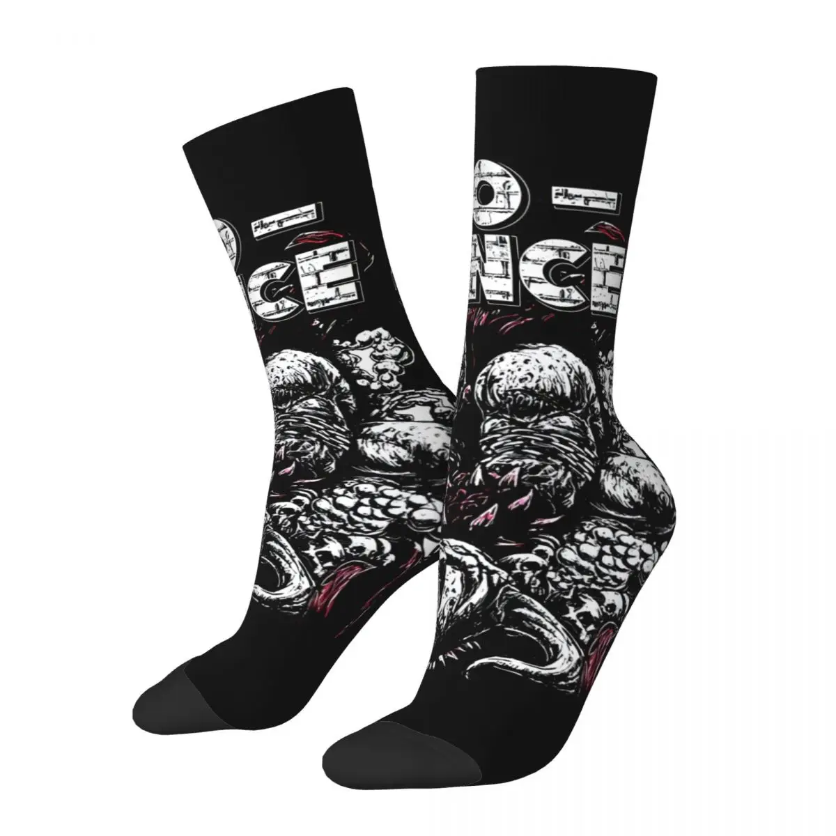 Harness More Aggression Release Men's Socks Vintage Harajuku Vio Lence Street Style Novelty Pattern Crew Sock