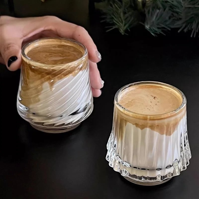 

White Coffee Cup Concentrated Ice American Glass Cup Latte Art Dir Cup High Aesthetic Value Square ape Kitchen Din...