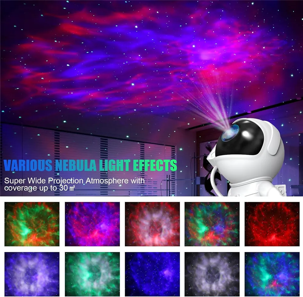 12 Starry Sky Astronaut Projection Lights Rocket Astronaut Galaxy Projection Night Lights Atmosphere Lights Children\'s Bedroom P