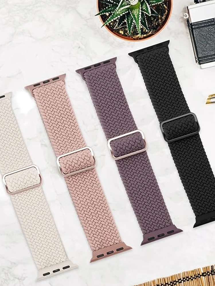 Pulseira Elástica Trançada Solo para Apple Watch, Strap Band, Série Correa 9 10 8 7 6 5 SE Ultra, 44mm, 45mm, 49mm, 42mm, 40mm, 41mm, 46 milímetros