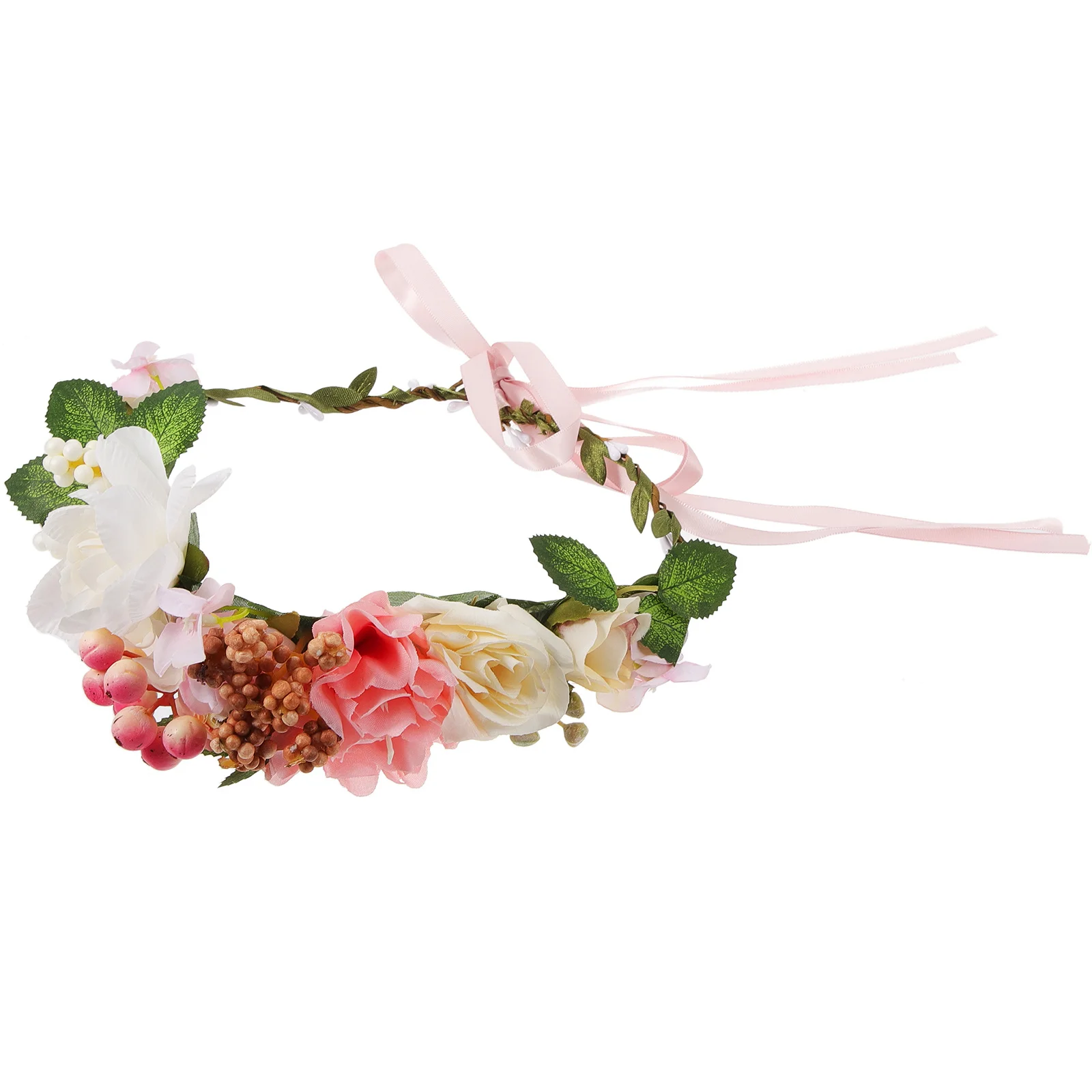Hawaiian Flower Wreath Elegant Durable Bride Wedding Party Wreath for Engagement Pageant Theme Party Decoration Garland Ornament