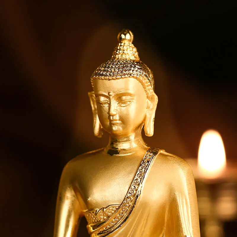 14 سنتيمتر آسيا تايلاند المنزل سيارة متجر المذبح التذهيب بوذا تمثال ساكياموني بوذا يبارك الأسرة آمنة الصحة البرونزية تمثال #4