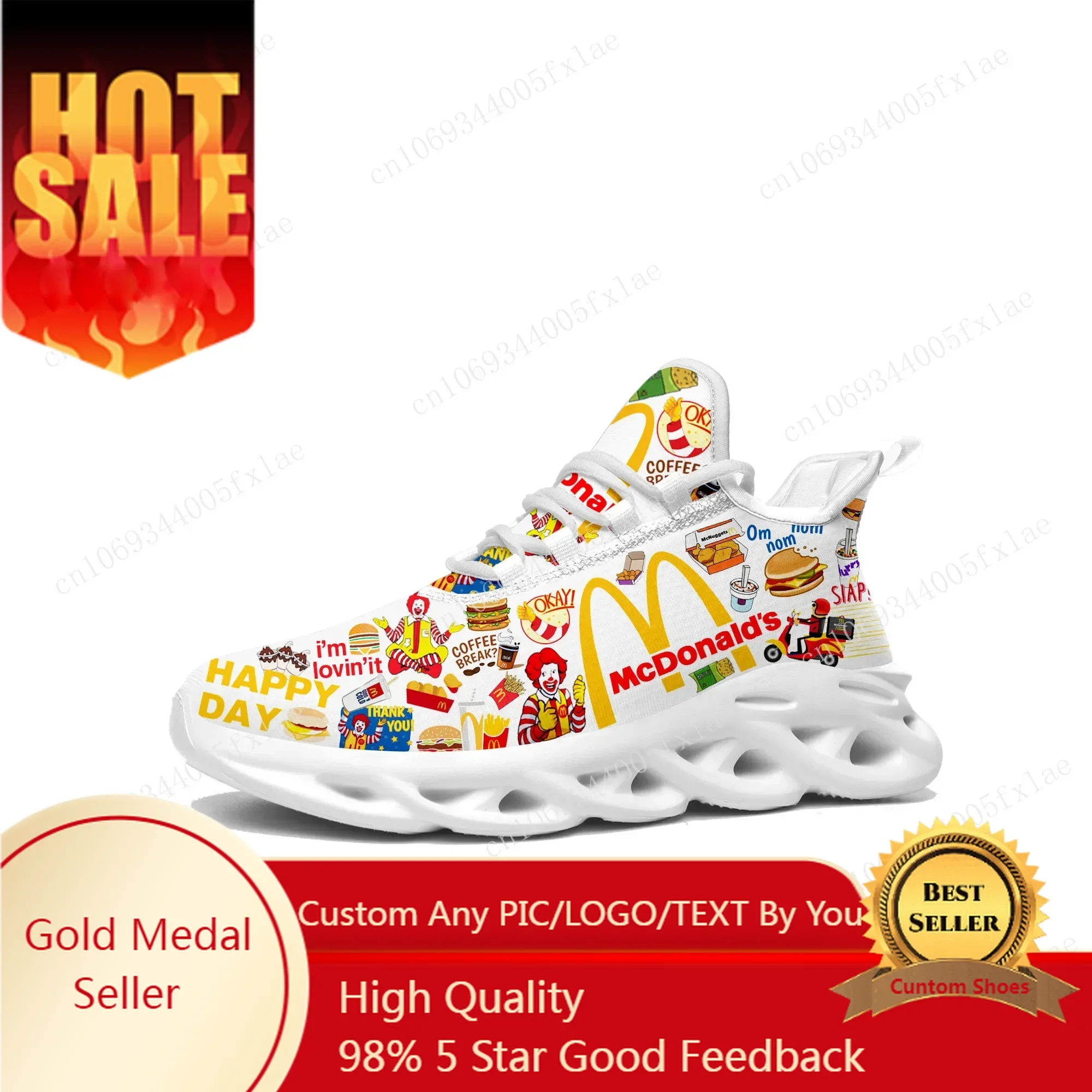 

Mc-Donalds Flats Sneakers Mens Womens Sports Running Shoes Sneaker Customization Shoe Lace Up Mesh Footwear White