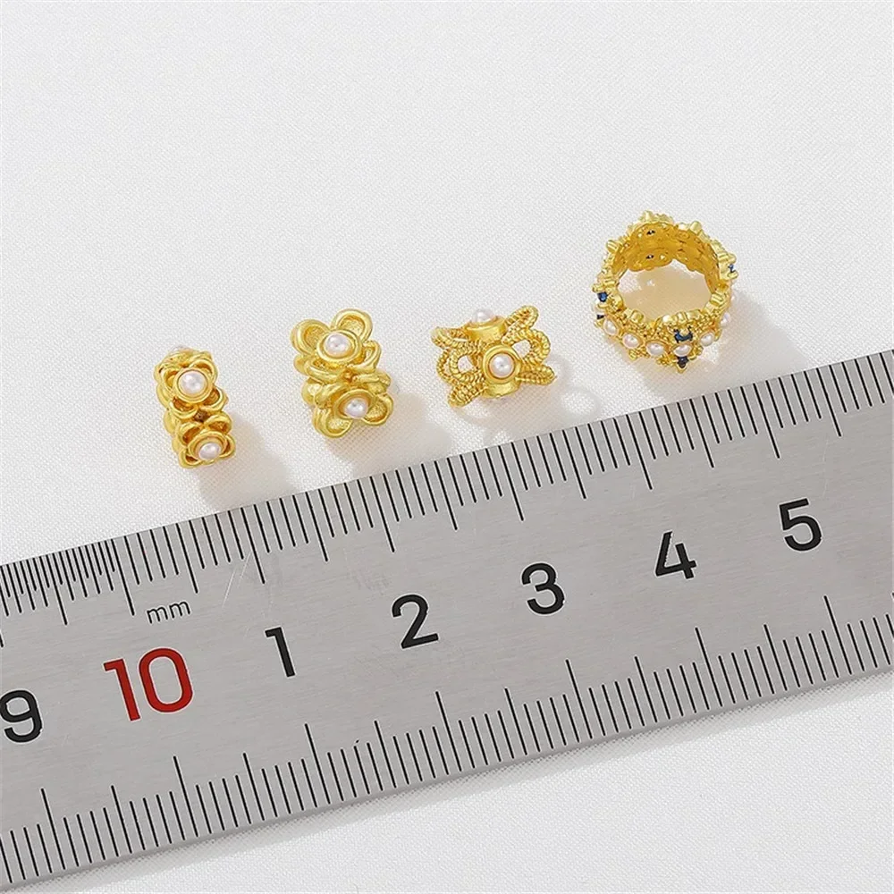 

Colored Sand Gold Pearl Peach Blossom Bucket Bead Spacer Bead Handmade DIY Bracelet Necklace Earrings Jewelry Bead Accessories