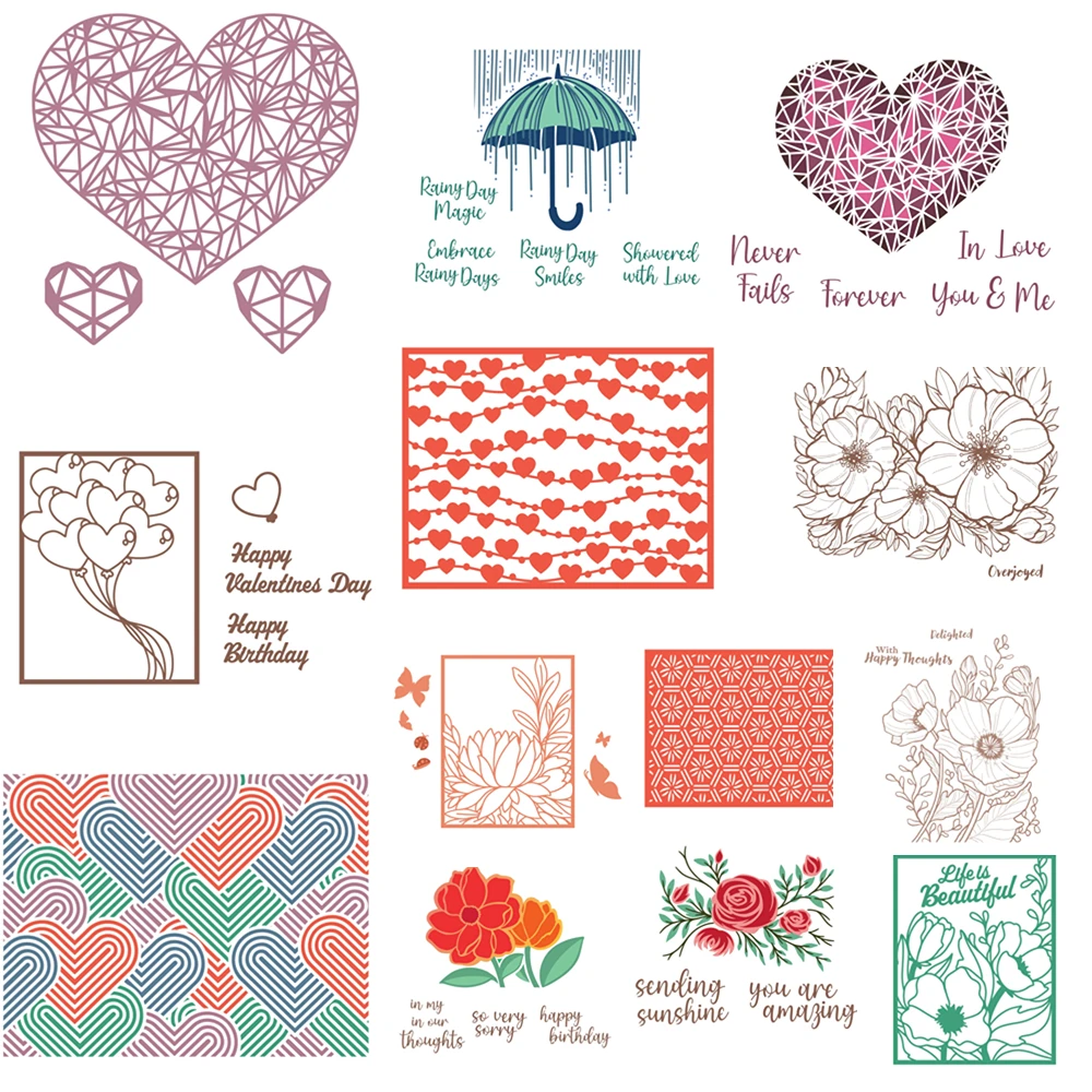 Floral Geometric Background Cutting Dies & Stamps & Stencil Scrapbook Diary Decoration Embossing Template DIY Greeting C