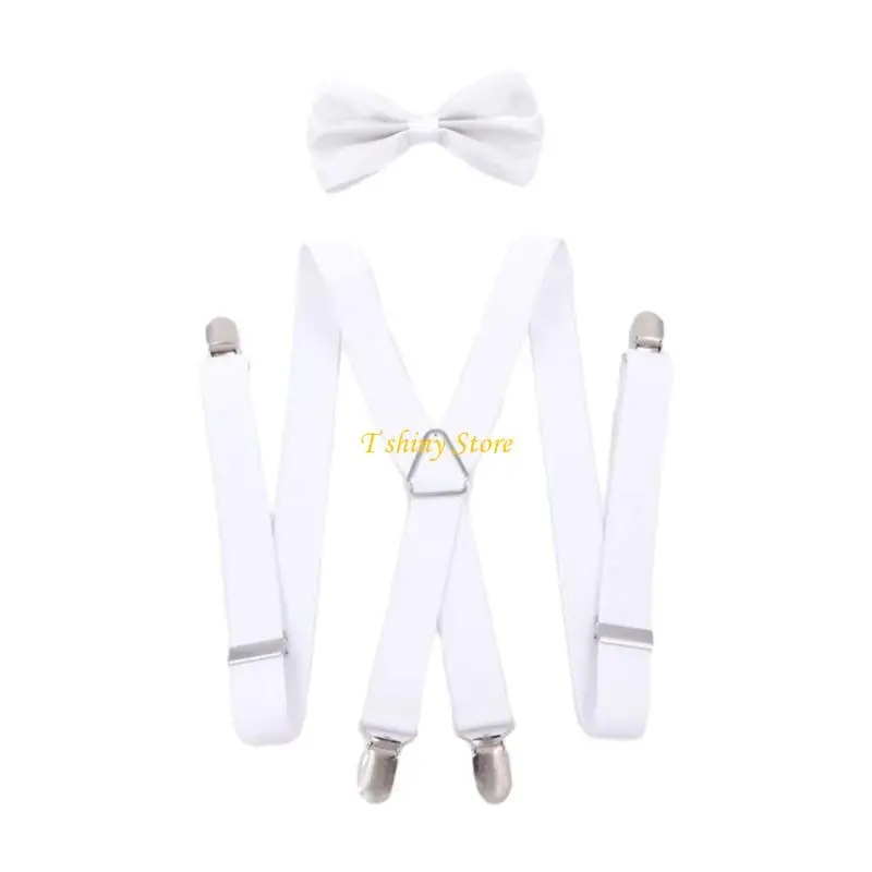 N58F Trendy Braces with Tie 4 Sturdy Clips Versatile Usage for Birthday Wedding