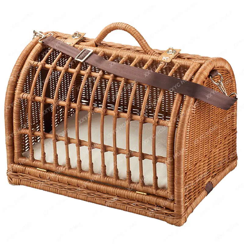 Imported Rattan Cabas Pet Cat Nest Cat Bag Hand-Woven Cat Cage House Cage Pour Chat pet cage  cat house wood