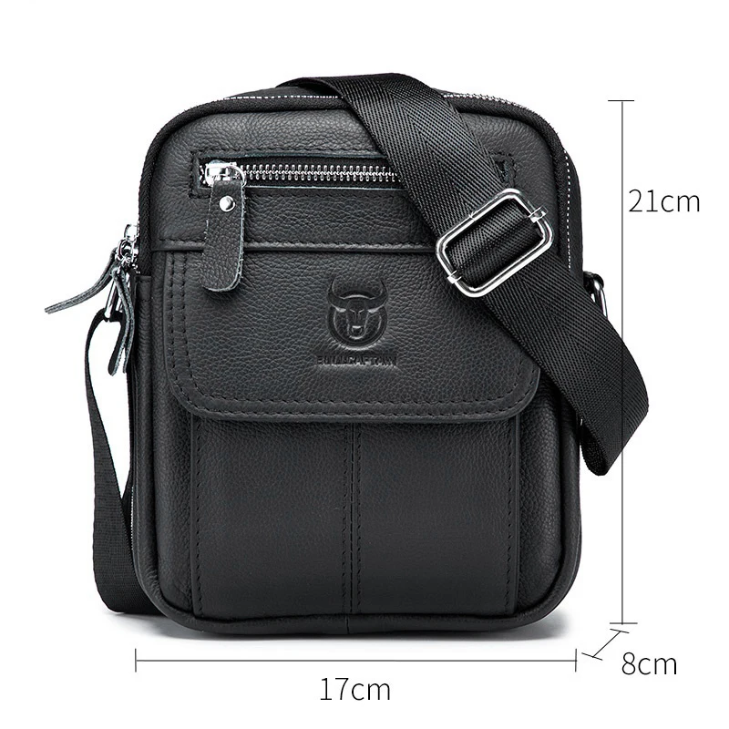 BULLCAPTAIN Casual Men\'s Shoulder Bags Business Messenger Bag High-Quality Men\'s Leather Bag\'s Mini Large Capacity Pocket