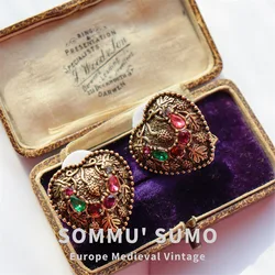 Vintage Earrings Mid-Ancient Antique Jewelry Colored Glaze Czech Diamond Earrings