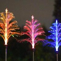 Solar Christmas Tree Garden Stake Lights 2X Outdoor Garden Jellyfish Christmas Tree Stake Lights Waterproof Decorative 7 Color